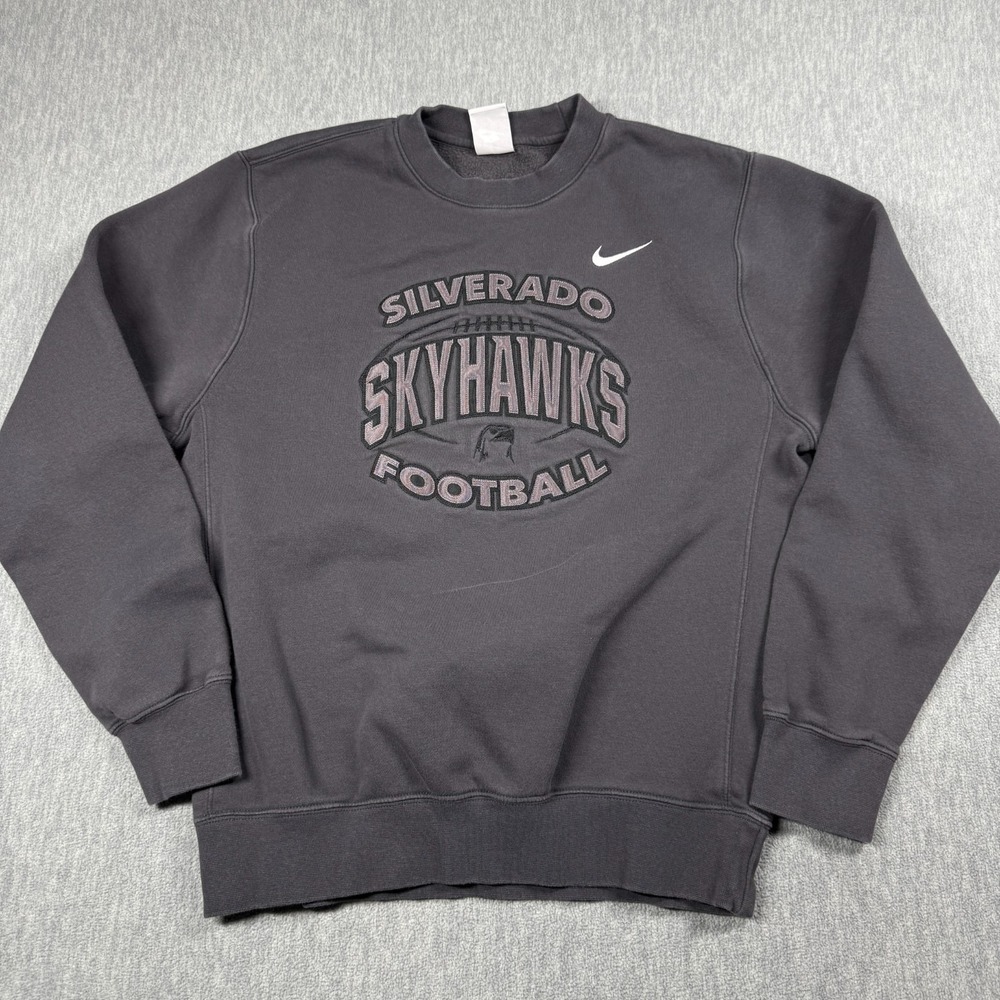 Nike Crewneck Sweatshirt Mens S Dark Grey Silverado Skyhawks Football Embroidere